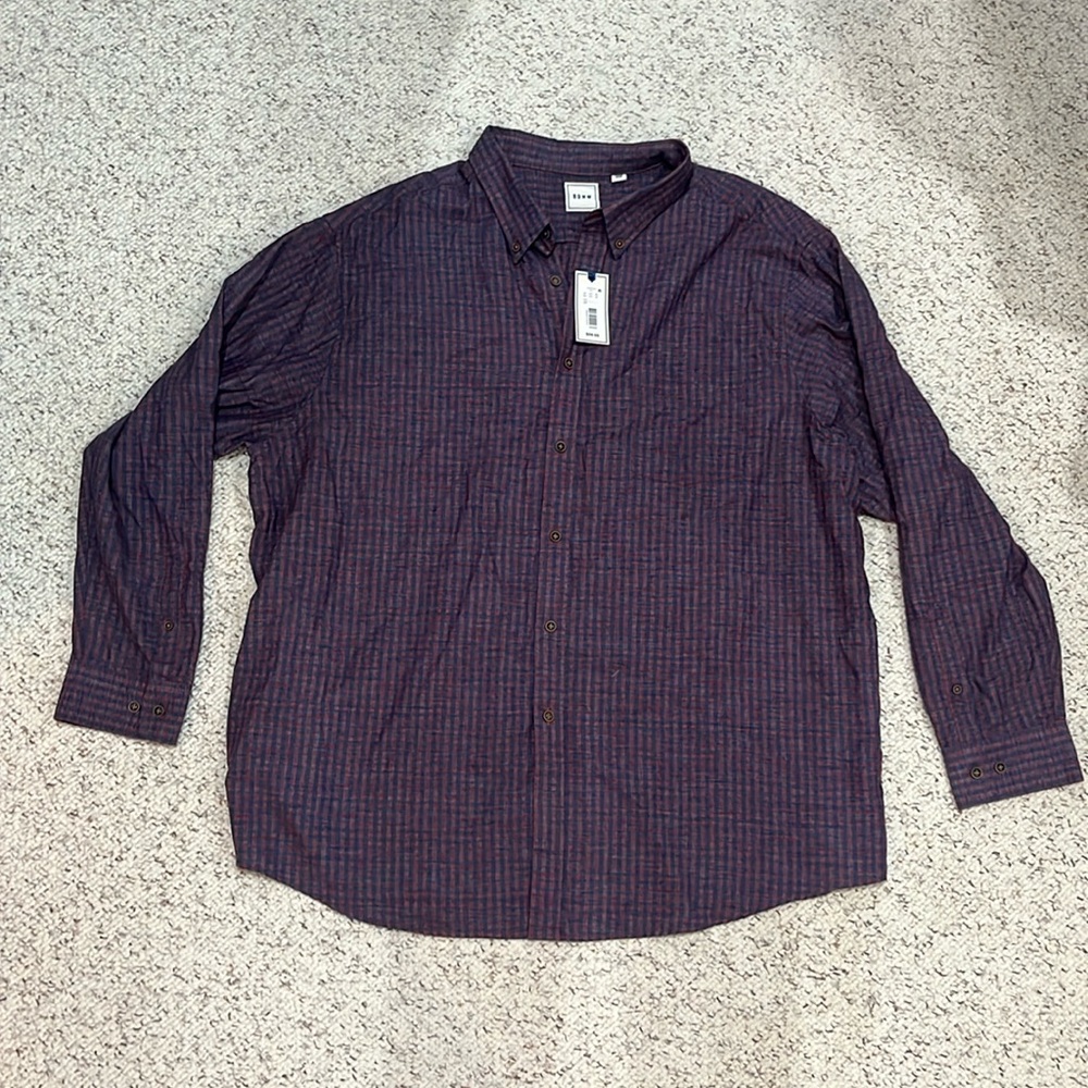 ROWM burgundy button up, relaxed fit, 3XB. New with tags.